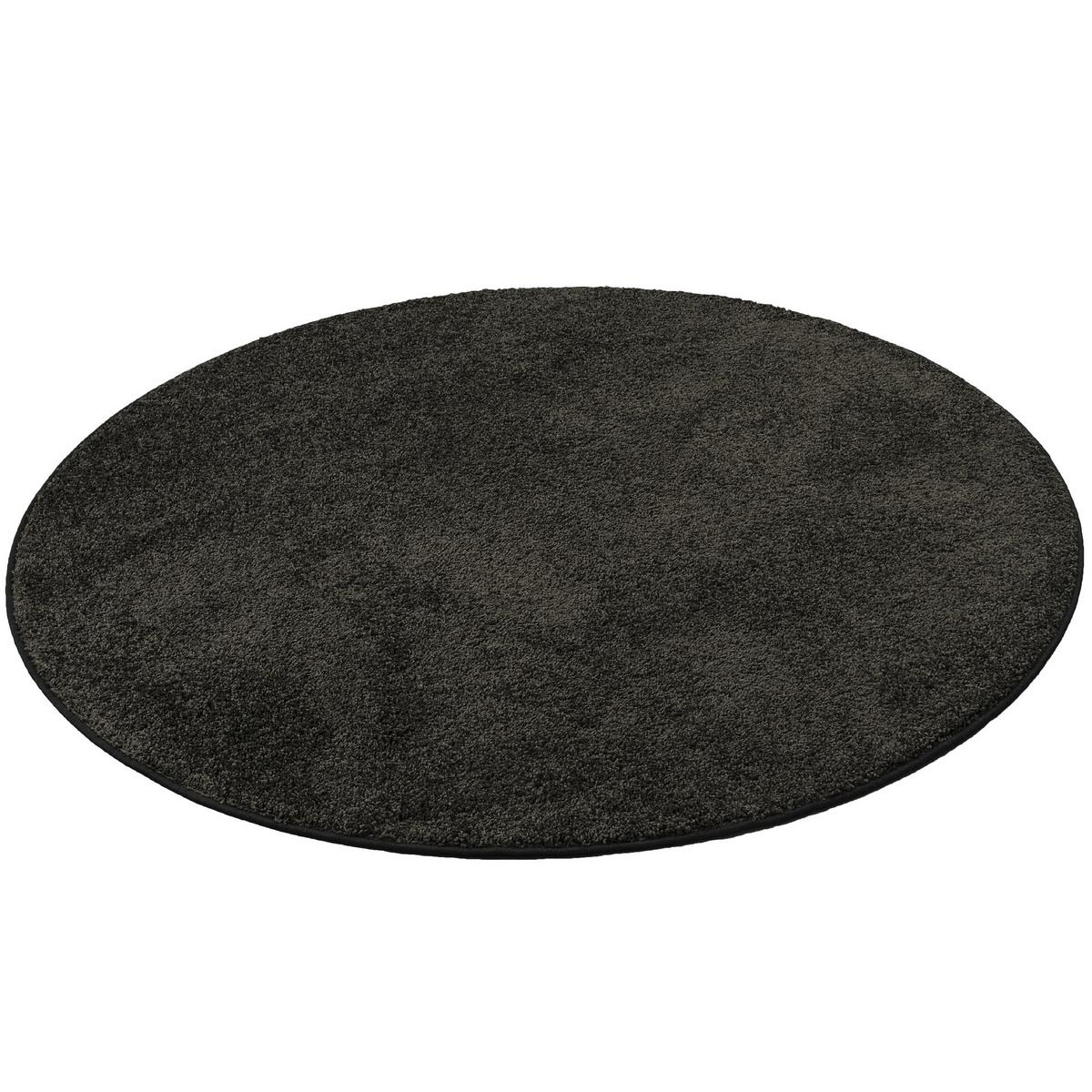 HOCHFLOR VELOURS TEPPICH MONA RUND - Schwarz, Textil (100/100cm) - Snapstyle