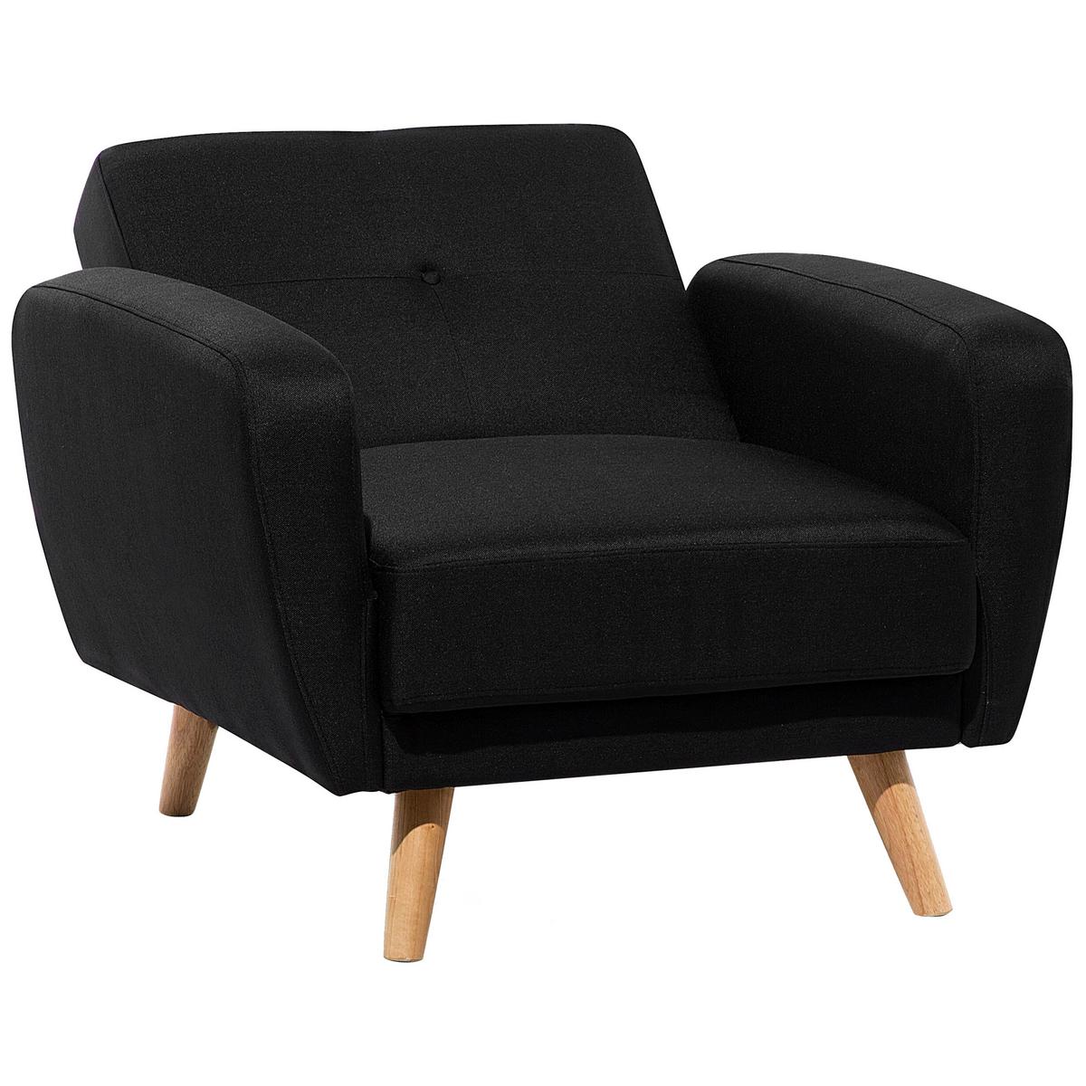 SESSEL Polsterbezug Schwarz Florli - Schwarz, Holz/Textil (89/82/85cm) - Beliani