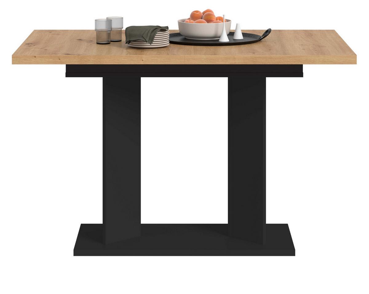 ESSTISCH Eiche Artisan, schwarz 120 - 160 x 80 cm, Küchentisch ausziehbar - Schwarz/Eiche Artisan, Holzwerkstoff (80/120/76cm) - Inn.Furn