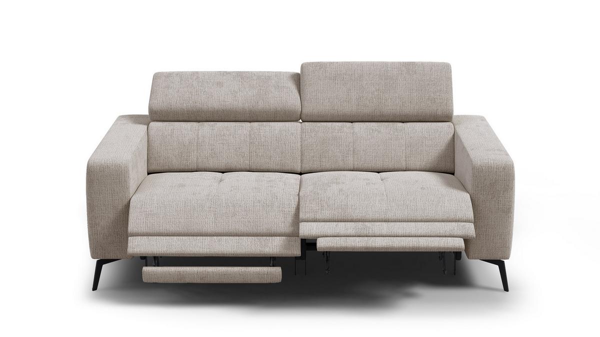 RELAXSOFA MORELLO 3-Sitzer, beige, 2 x Relax Zero Gravity - Beige, Holz/Textil (206/82/103cm) - Wozimo