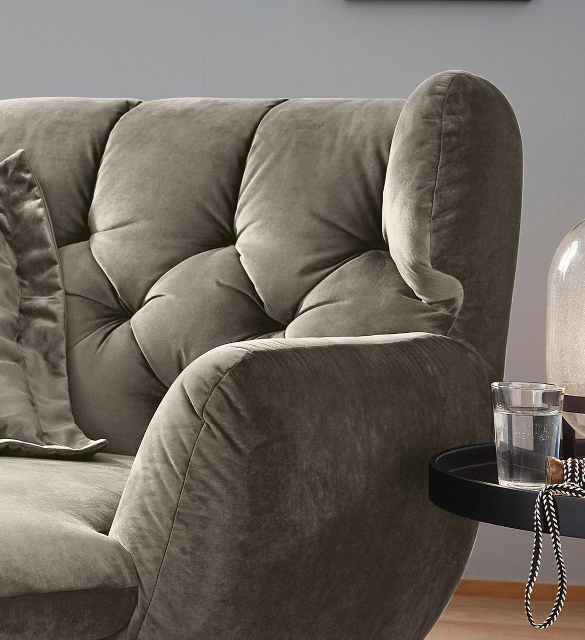 LONGSEAT CHAMRE Silber Velvet - Silberfarben/Schwarz, Textil/Metall (130/95/160cm) - KAWOLA