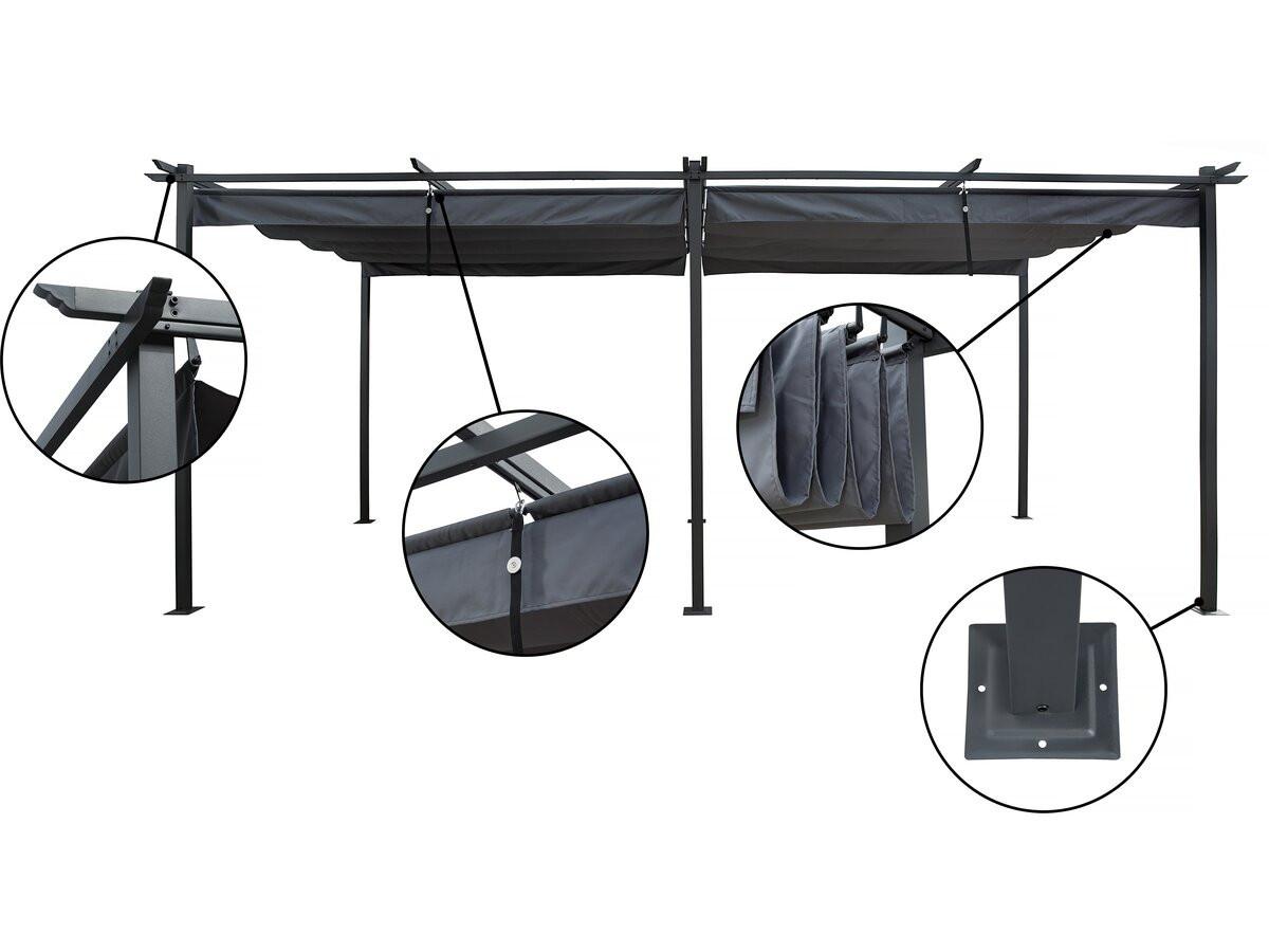 PERGOLA - MARKISE pergola en métal avec toit rétractable - 3 x 6 m - anthracite Anthrazit - Grau, Metall (295/232/595cm) - Habitat Garten
