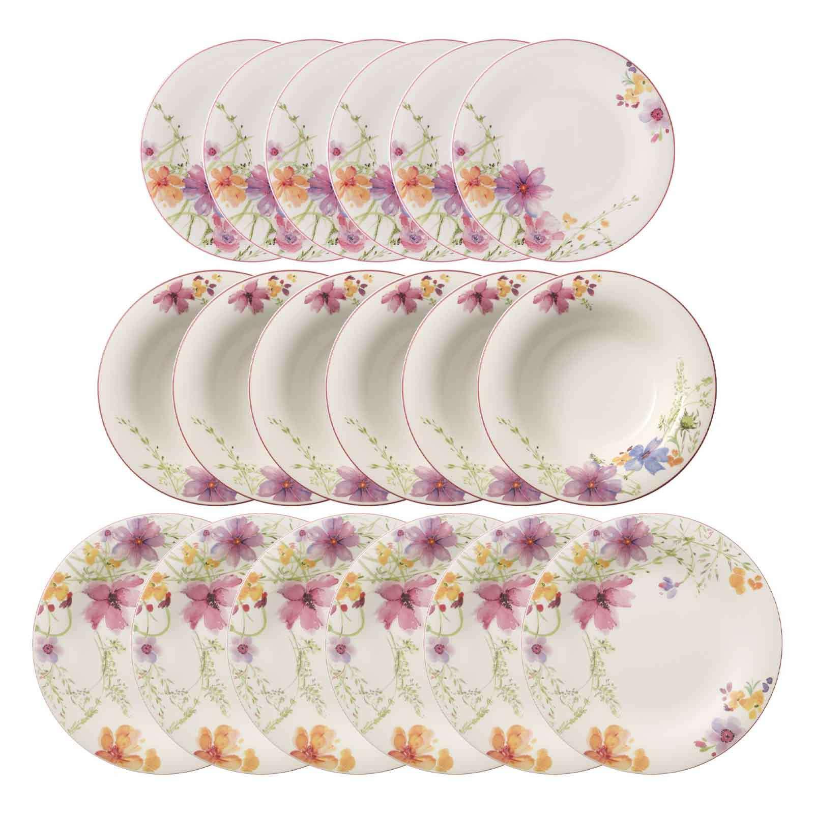 TELLER-SET Mariefleur Basic bunt 18-tlg. - Multicolor, Keramik (2/2/2cm) - Villeroy & Boch