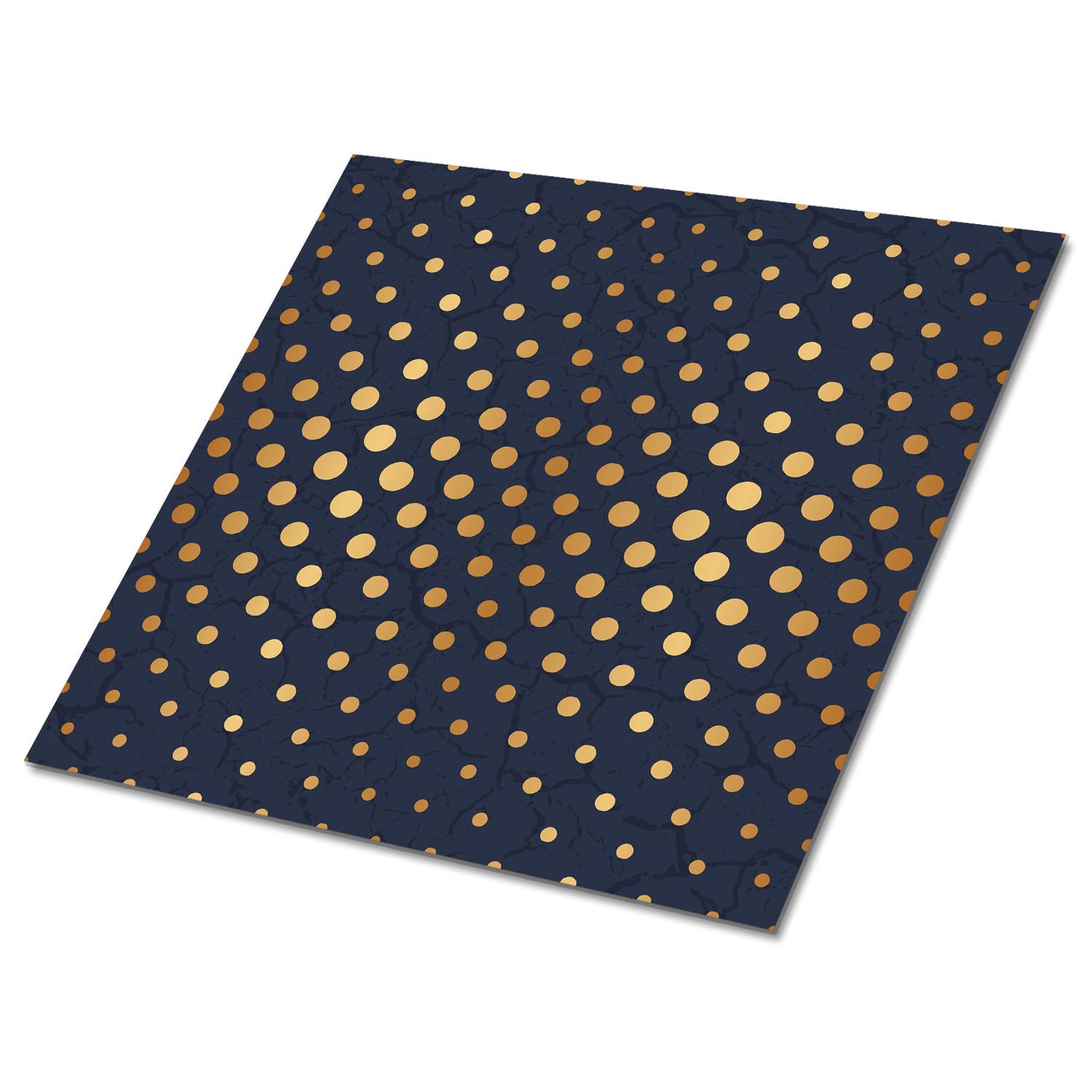 FLIESENAUFKLEBER 9 Stück 30x30 cm selbstklebend Goldene Punkte - Blau, Textil (30/1.6/30cm) - TULUP