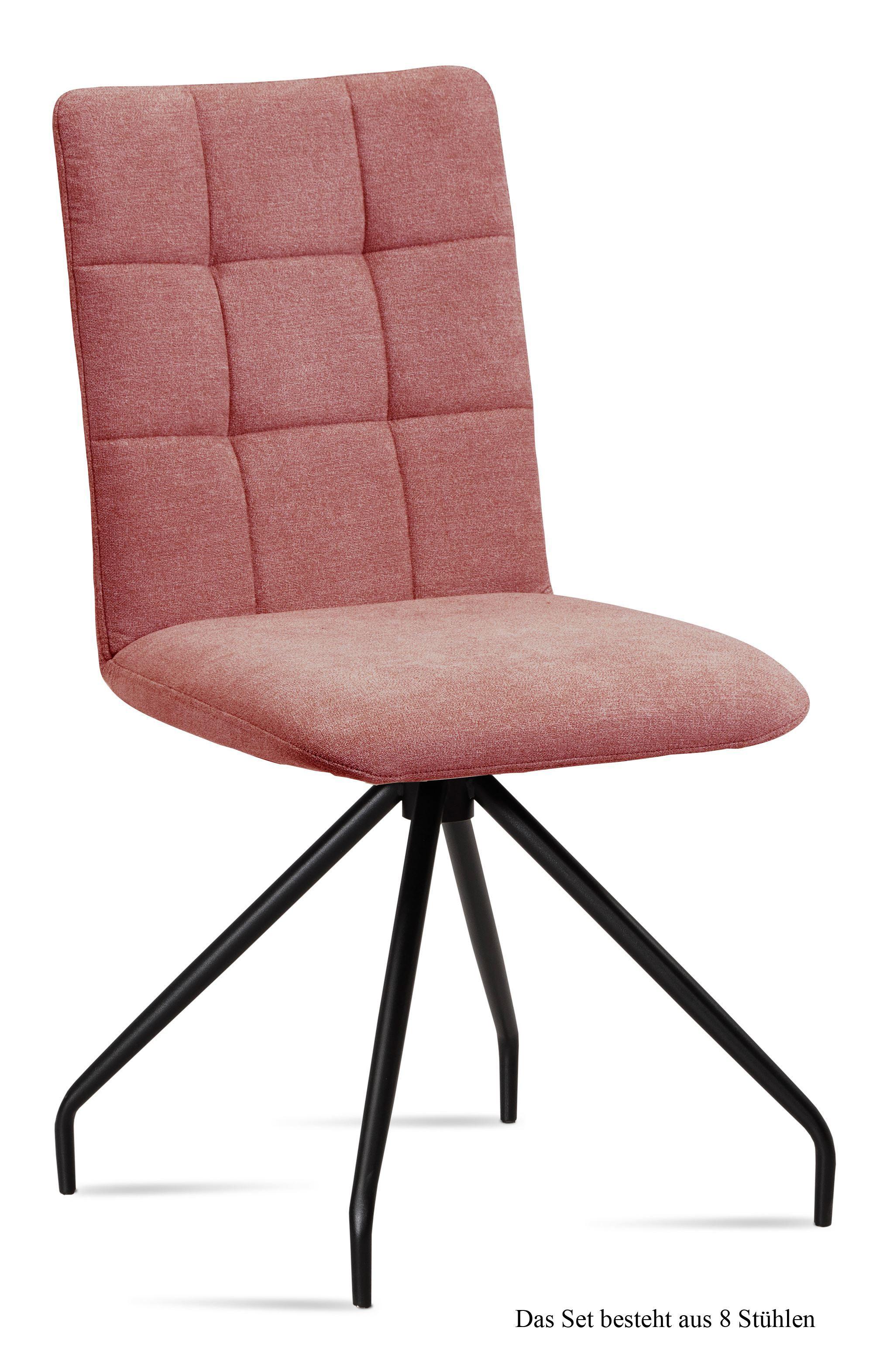 ESSZIMMERSTUHL (8er-Set) Devera 47x91x60 Schwarz/Rosewood - Dunkelrosa/Schwarz, Kunststoff (60/91/47cm) - 58aufmkessel