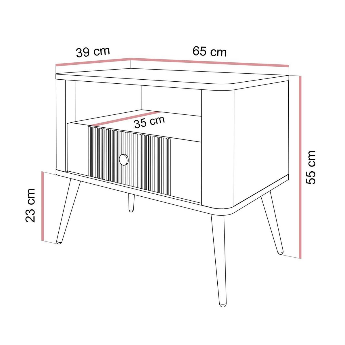 NACHTTISCH ELYSIA KASCHMIR mit Schublade - Kaschmir, Holzwerkstoff (65/55/39cm) - Lookway