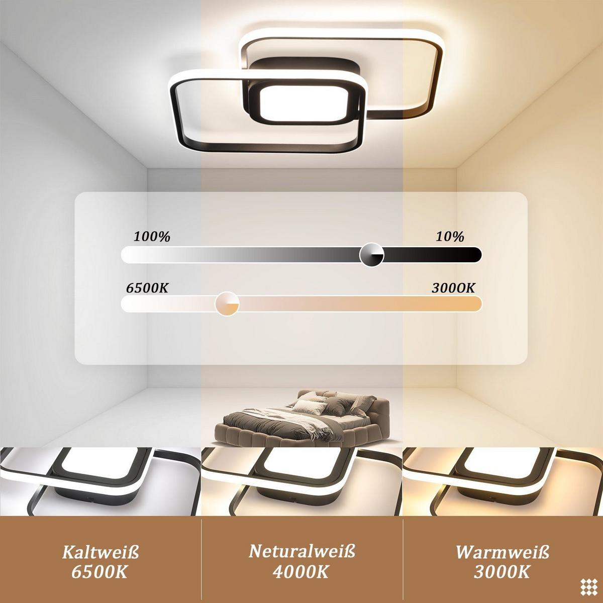 LED-DECKENLEUCHTE Carl 38.8/38.8/4.7 cm - Schwarz, Metall (38.8/38.8/4.7cm) - Nettlife