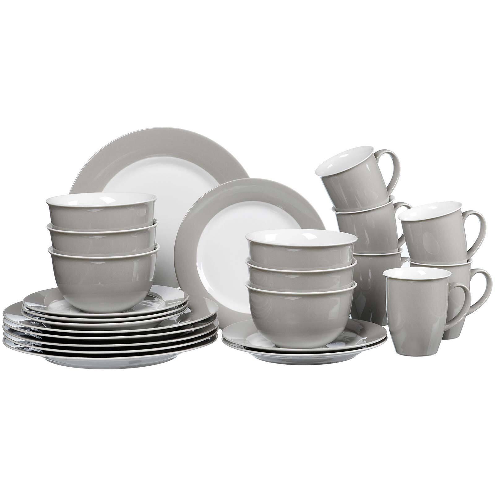 KOMBISERVICE Doppio Grau 24-tlg. - Grau, Keramik (2/2/2cm) - Ritzenhoff Breker
