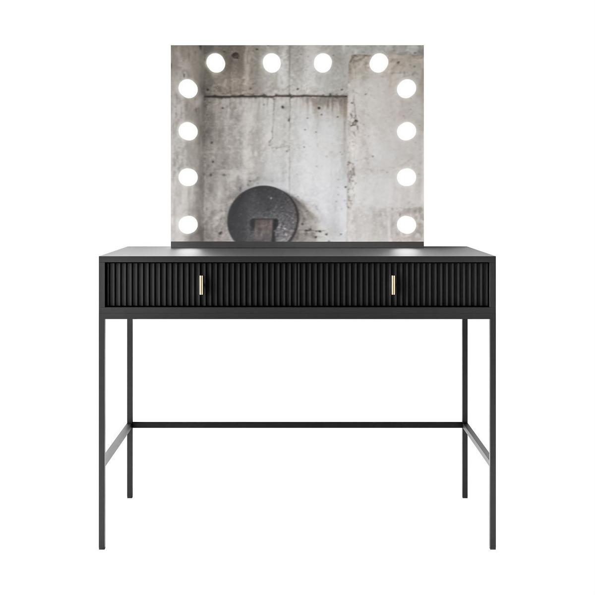 FRISIERTISCH MIDNIGHT ELITE mit LED-Spiegel schwarz - Schwarz, Holzwerkstoff (104/77/50cm) - Lookway