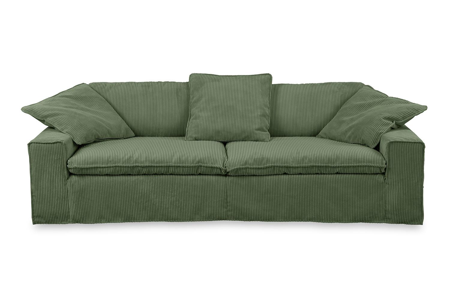 SOFA XL NETTA Grün Cord - Braun/Grün, Birkenholz/Textil (258/90/116cm) - KAWOLA