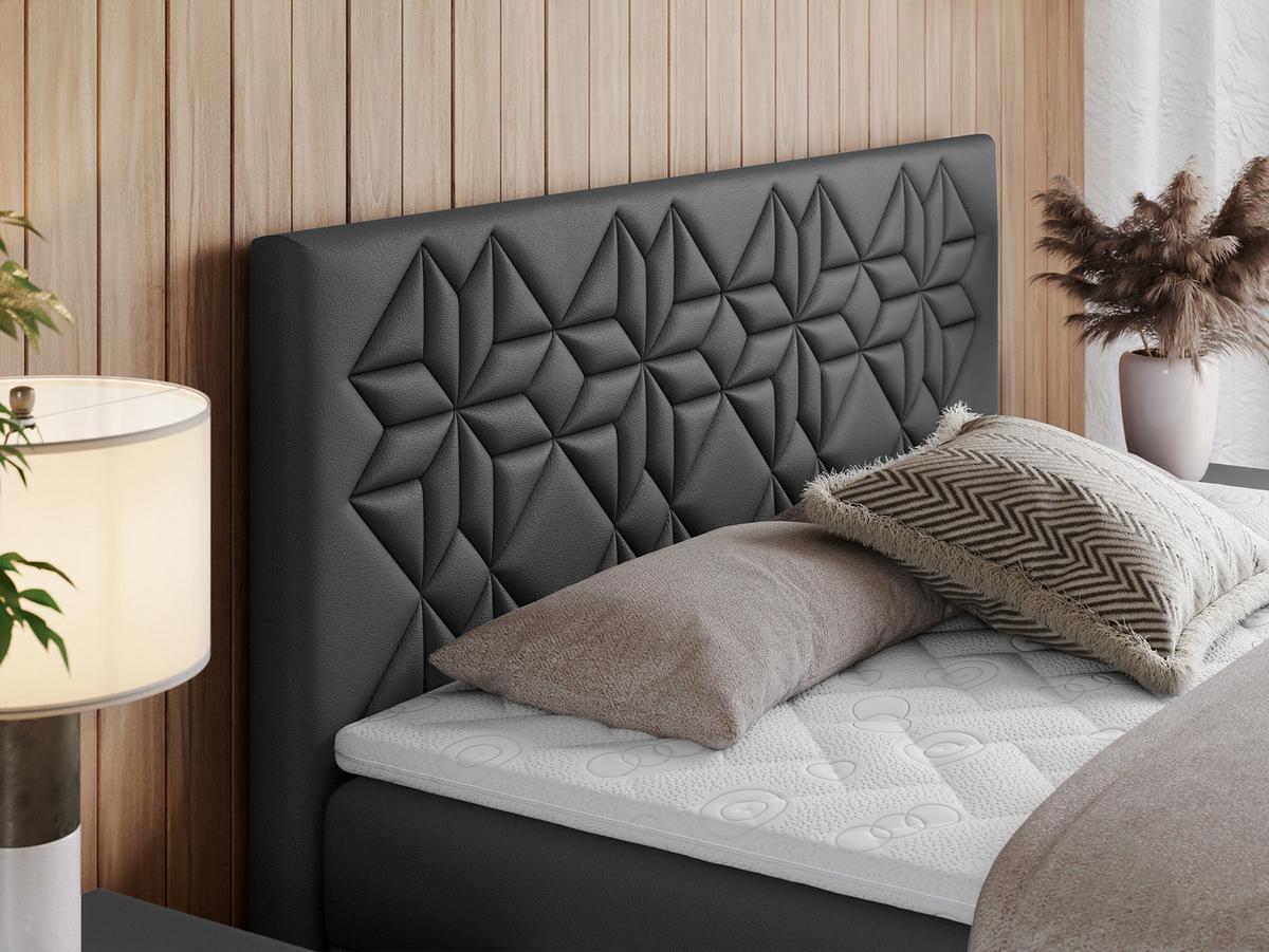 BOXBETT LEILA 200/200 Dunkelgrau Kunstleder - H4 - Dunkelgrau, Holz/Textil (200/200cm) - MKS