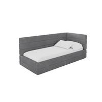 EINZELLBETT Jugendbett mit Bettkasten und Matratze H3/H4, Links - BEMY 100x200 Dunkelgrau - Graphitfarben, Holzwerkstoff/Textil (100/200cm) - ALTDECOR