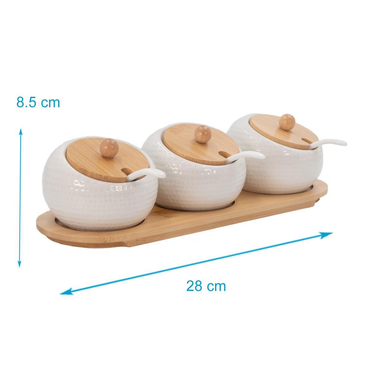 GEWÜRZDOSE ZUCKERDOSE mit Deckel und Löffel (3-tlg. Set) - Weiß, Keramik (5.7/8.5cm) - Intirilife