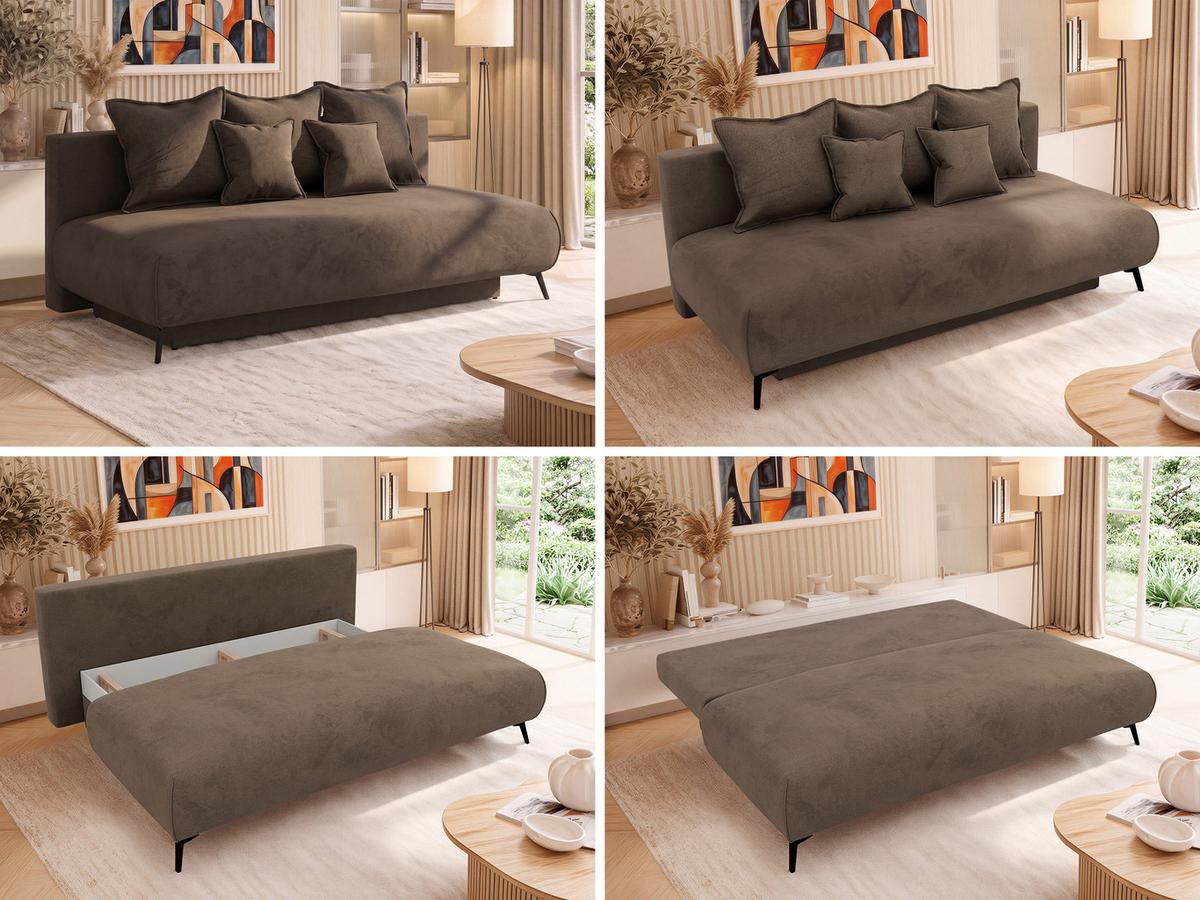 3-SITZER SOFA VIRENO - Braun Velvet - Schwarz/Braun, Textil/Metall (197/95/102cm) - MKS