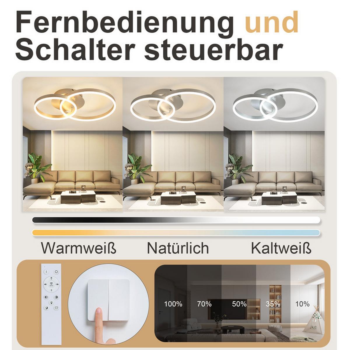 LED-DECKENLEUCHTE Emmendingen II 40/59cm - Silberfarben, Metall (40/59/12cm) - Nettlife