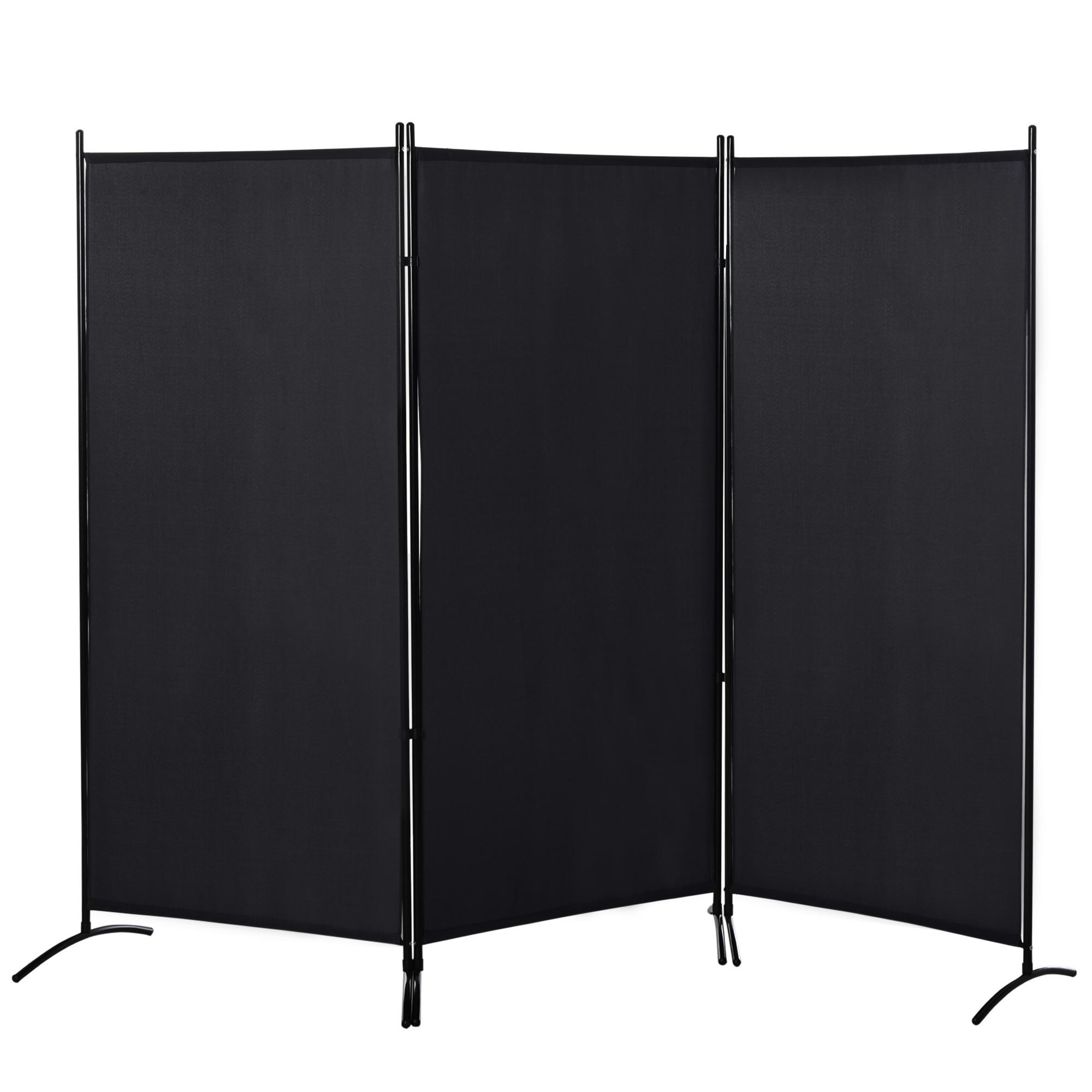 PARAVANT aus Polyester und Metall Schwarz - Schwarz, Metall (50/182cm) - HOMCOM