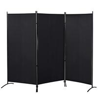 PARAVANT aus Polyester und Metall Schwarz - Schwarz, Metall (50/182cm) - HOMCOM
