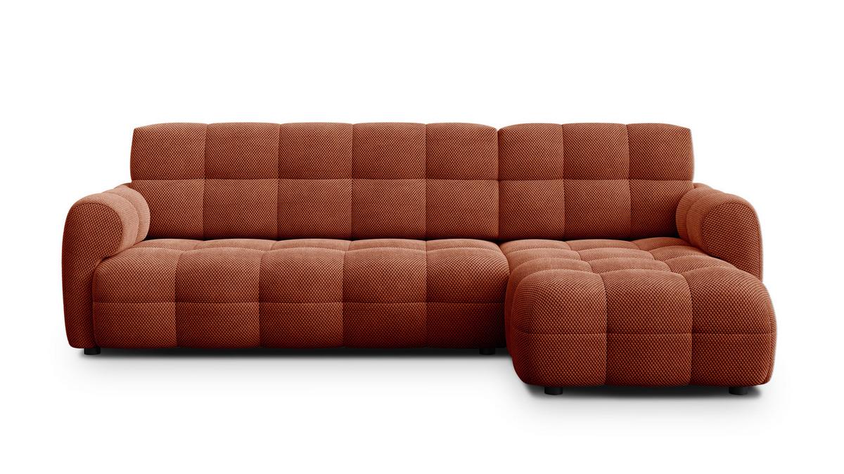 ECKSOFA MELLOW 4-Sitzer, dunkelorange - Dunkelorange/Schwarz, Holz/Textil (262/156cm) - Wozimo