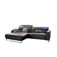ECKSOFA MIT SITZTIEFENVERSTELLUNG YORK Anthrazit Leder Relaxfunktion - Anthrazit/Silberfarben, Leder (284/180cm) - KAWOLA