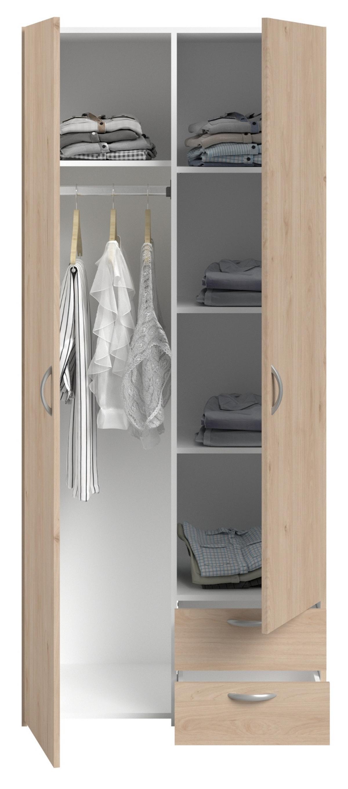 KINDERZIMMER-SET 2-teilig Eiche Jackson, schwarz, Jugendzimmer mit Stauraumbett - Eichefarben/Silberfarben, Holzwerkstoff/Kunststoff (203/185/135cm) - Parisot Meuble