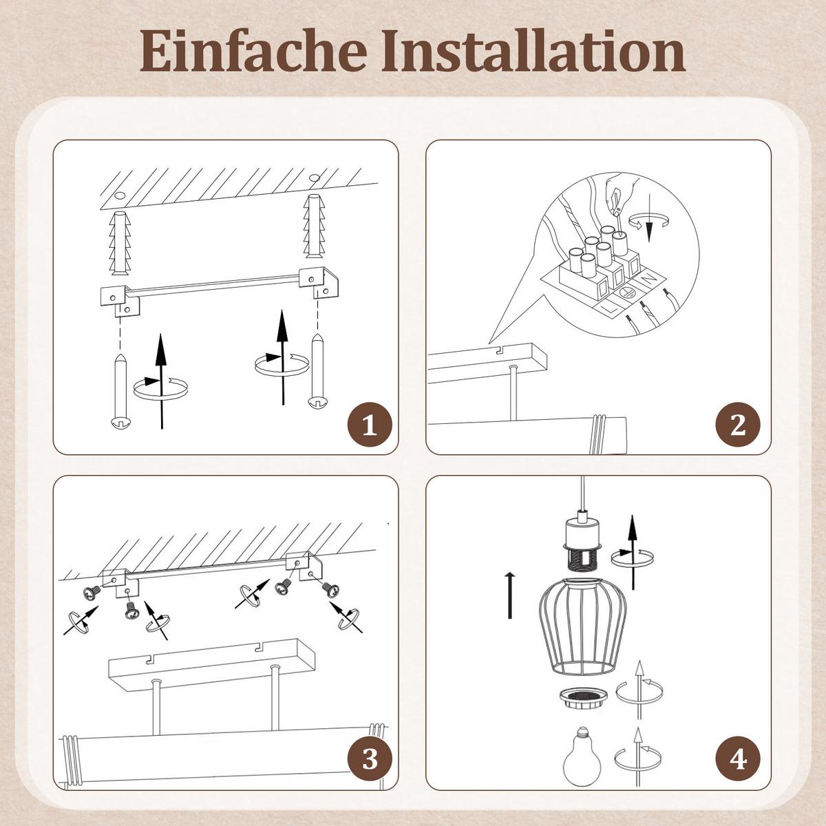 DECKENLEUCHTE Alaric 38/13/48 cm - Schwarz, Holz/Metall (38/13/48cm) - ZMH