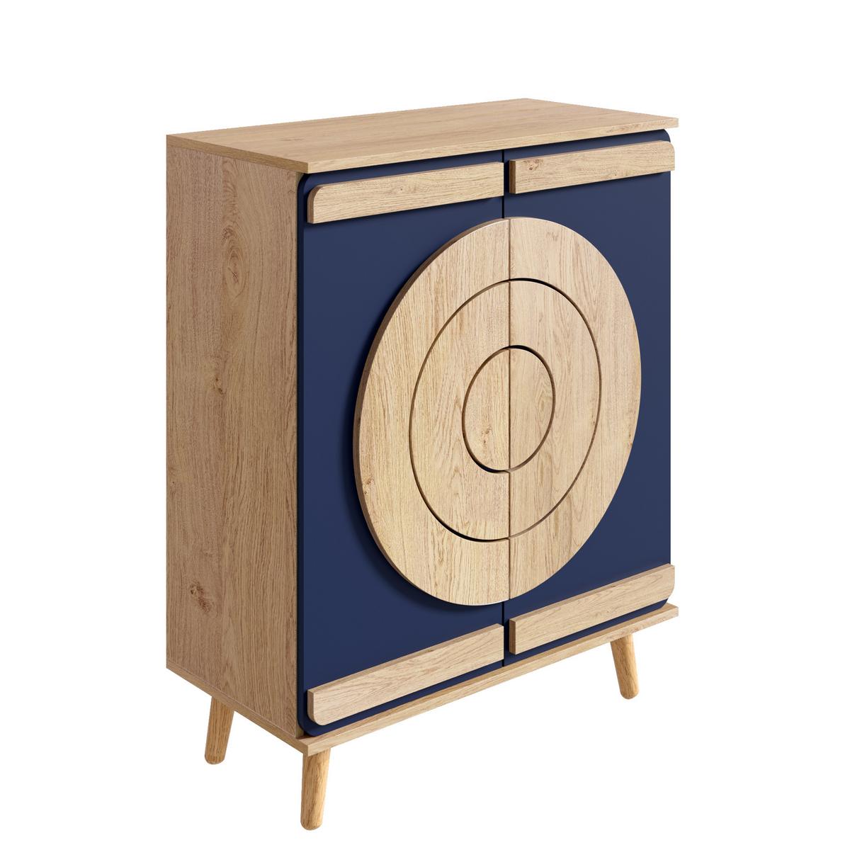 SCHUHSCHRANK blau holz geometrisch stauraum - Naturfarben, Holzwerkstoff (76/98.5/37cm) - Urban Meuble