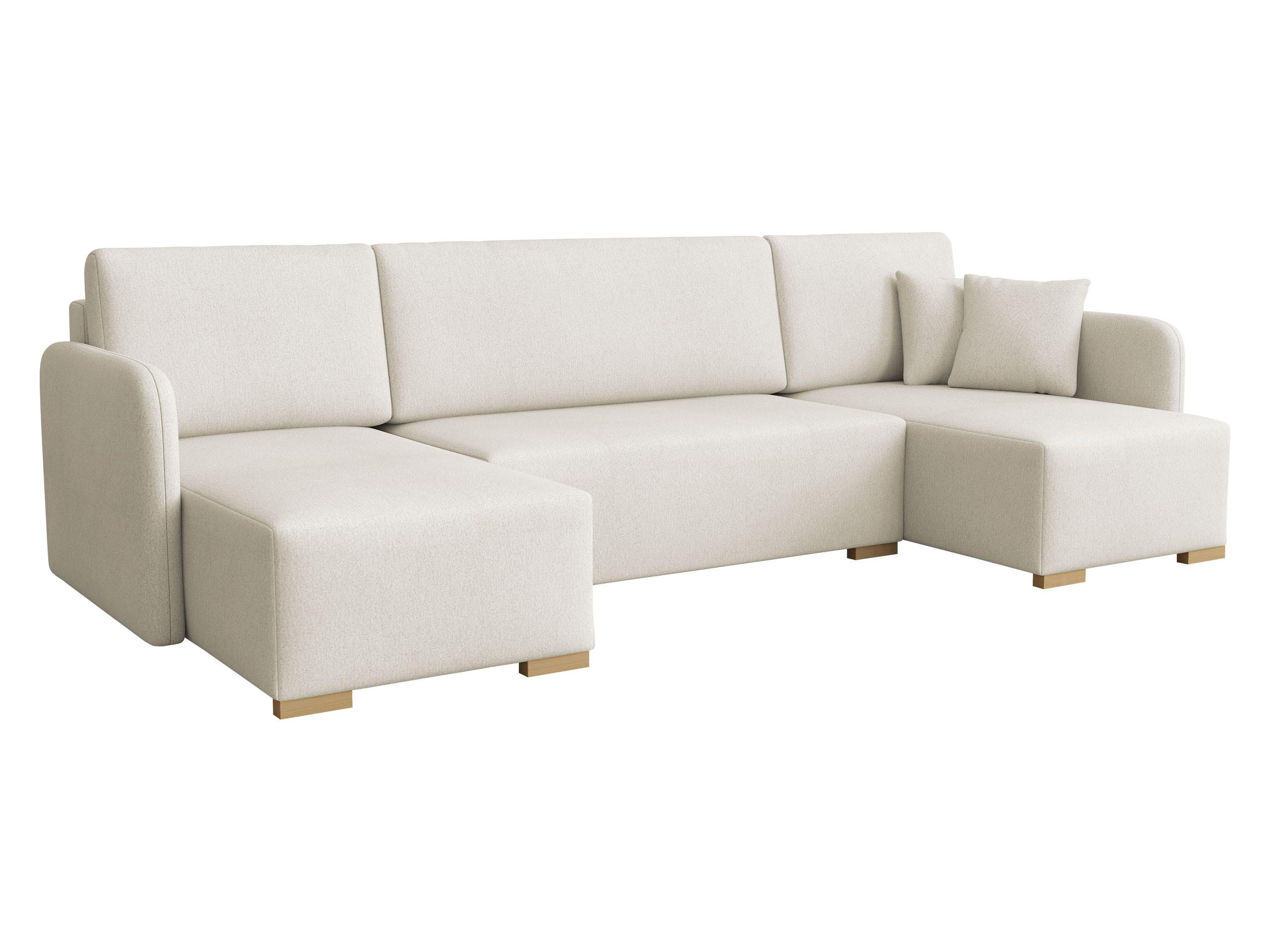 WOHNLANDSCHAFT Como U - Creme/Naturfarben, Holz/Textil (292/85/140cm) - MIRJAN24