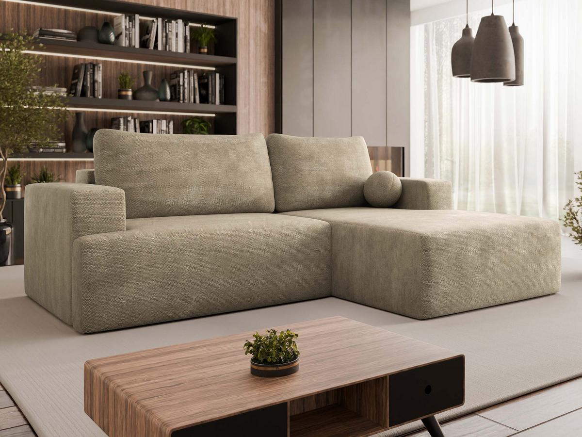 ECKSOFA Mivo, Seite: Rechts - Ecru/Schwarz, Holz/Kunststoff (266/163cm) - MIRJAN24