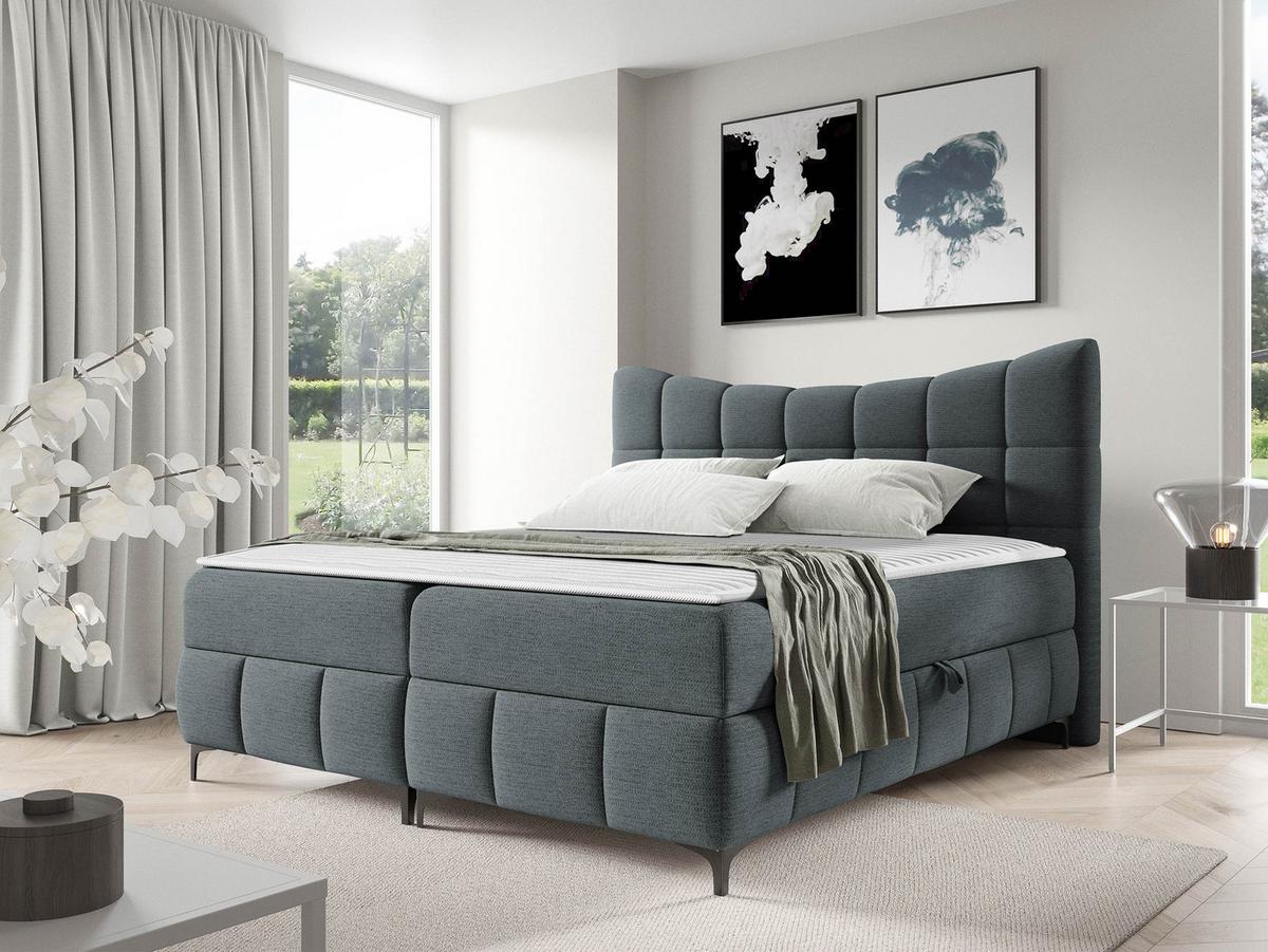 BOXBETT Nova - H3 - Dunkelgrau/Schwarz, Holz/Textil (160/200cm) - MIRJAN24