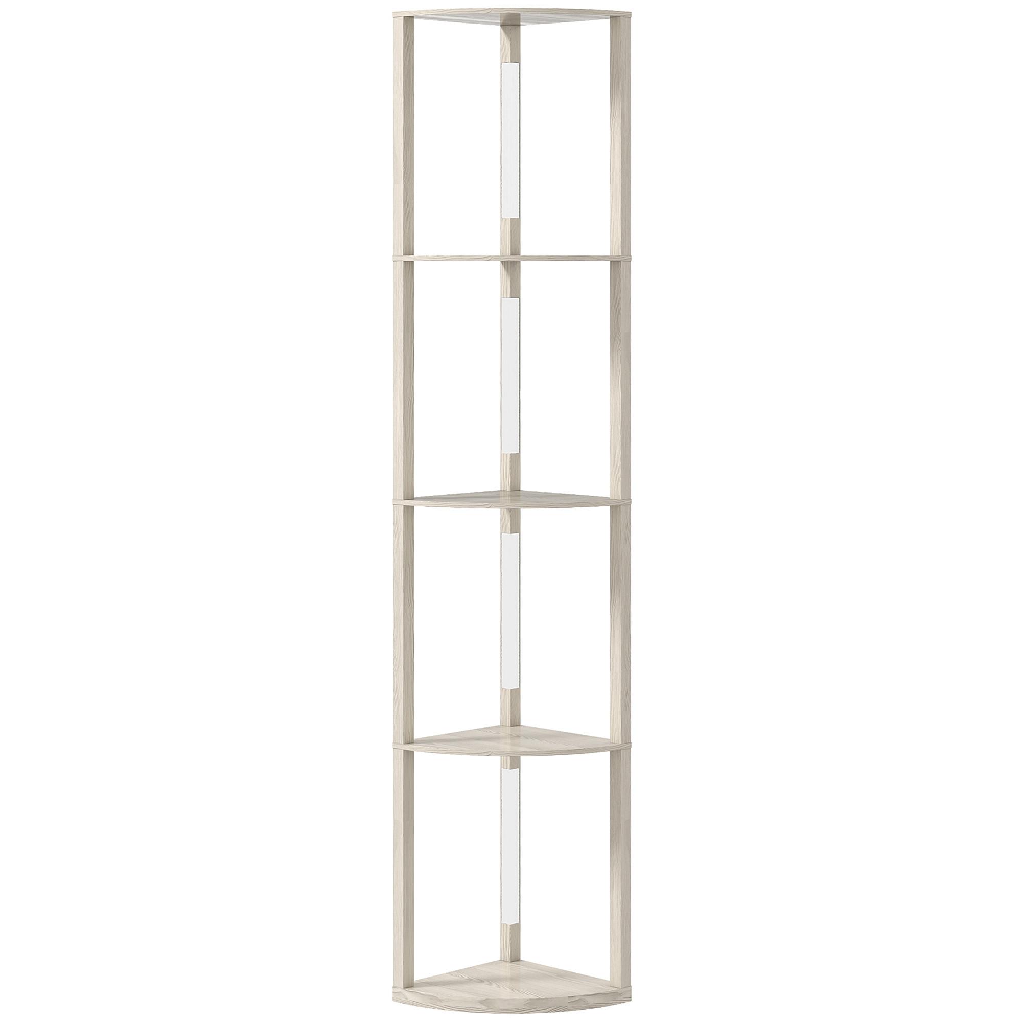 STEHLAMPE mit 4 Ablagen E27 Sockel, 24 W - Eichefarben, Holzwerkstoff (41/29.5/163.5cm) - HOMCOM