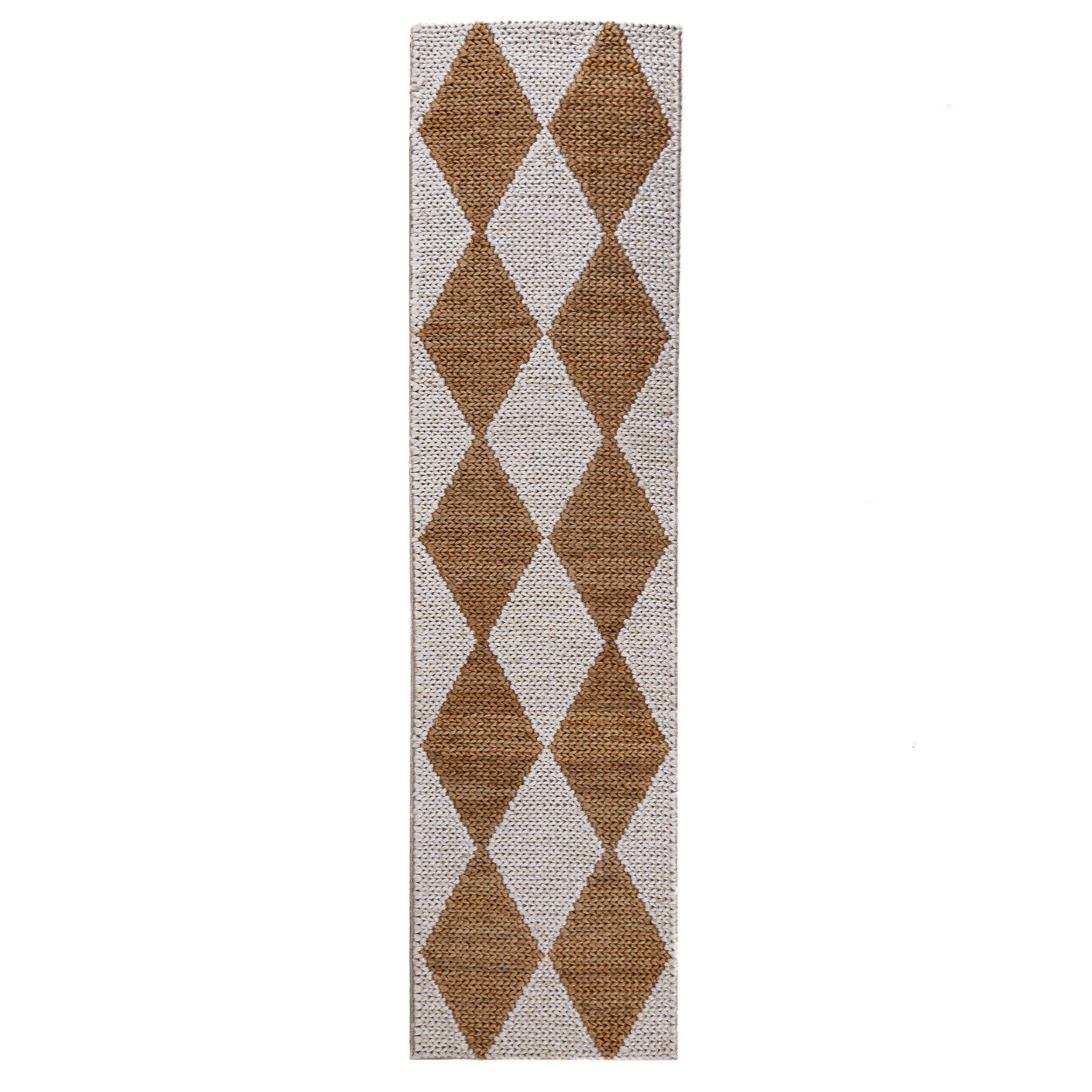 JUTETEPPICH BAIN, mit Rautenmuster, Beige, 60 x 230 cm - Beige, Textil (230/60cm) - KADIMA DESIGN