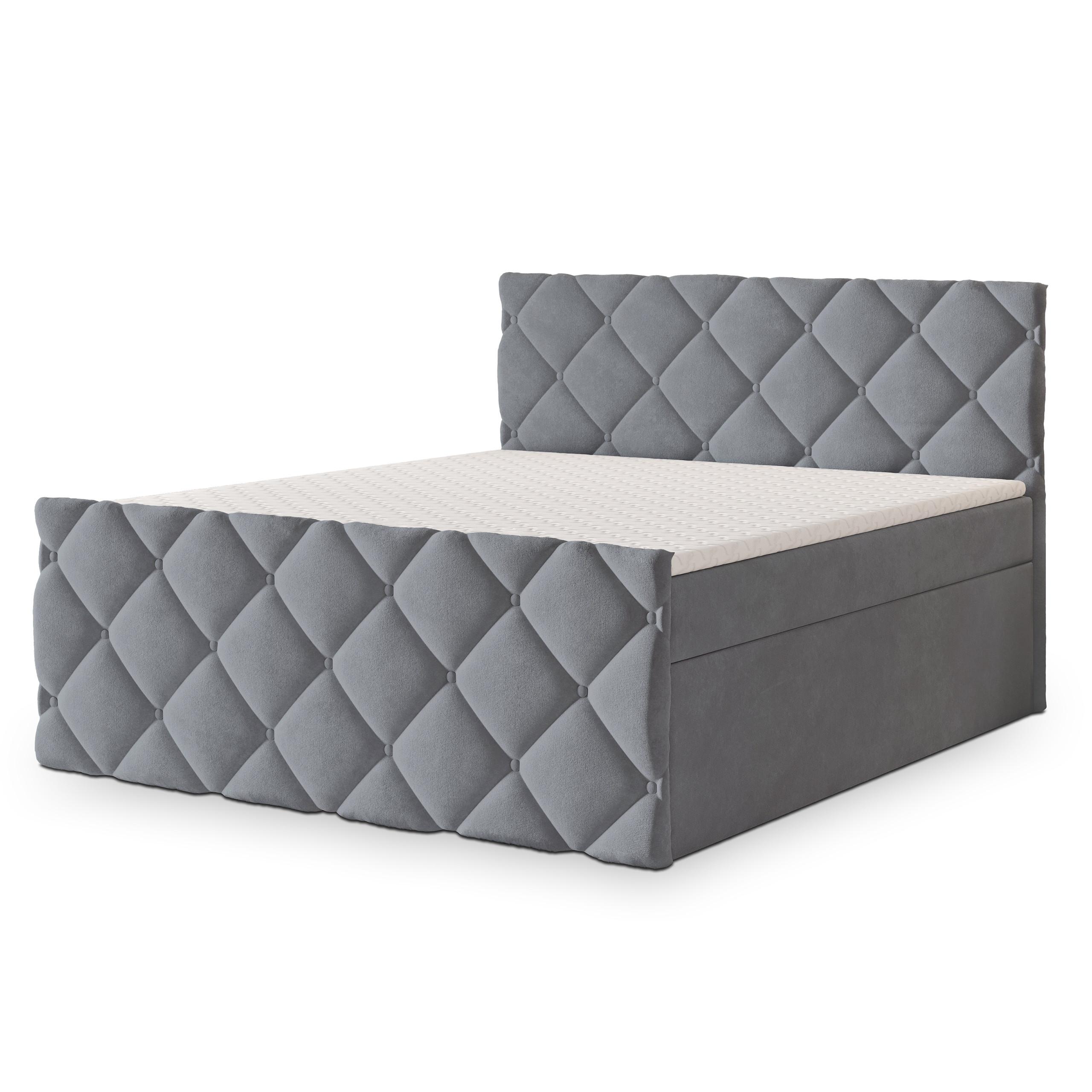 BOXBETT ROVARI 140x200 cm mit Matratze und Topper - Grau - Grau, Holz (140/200cm) - MASSENO