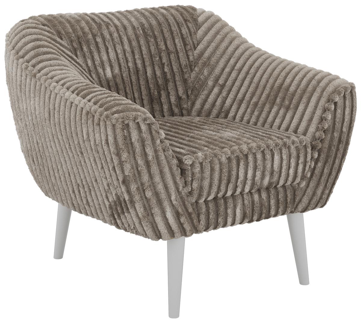 SESSEL PIRS - Hellbraun Cord - Weiße Beine - Hellbraun/Weiß, Holzwerkstoff/Textil (80/75/74cm) - MKS