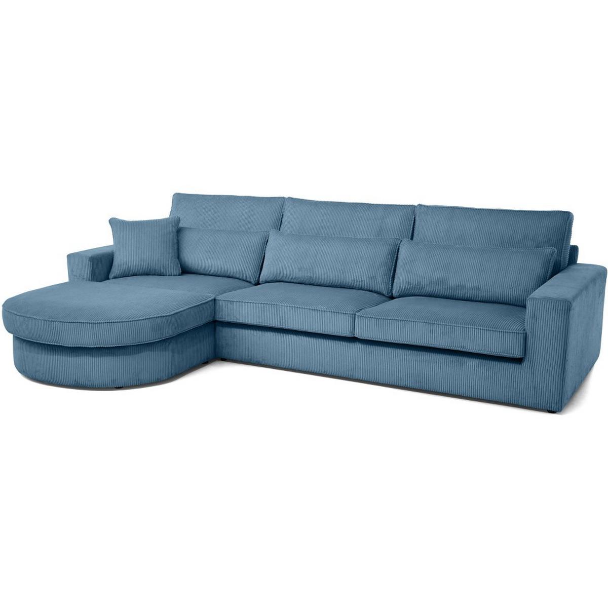 ECKSOFA Pablo ohne Schlaffunktion, mit abgerundeter Ottomane, links, Blau - Blau, Textil (319/196cm) - Beautysofa