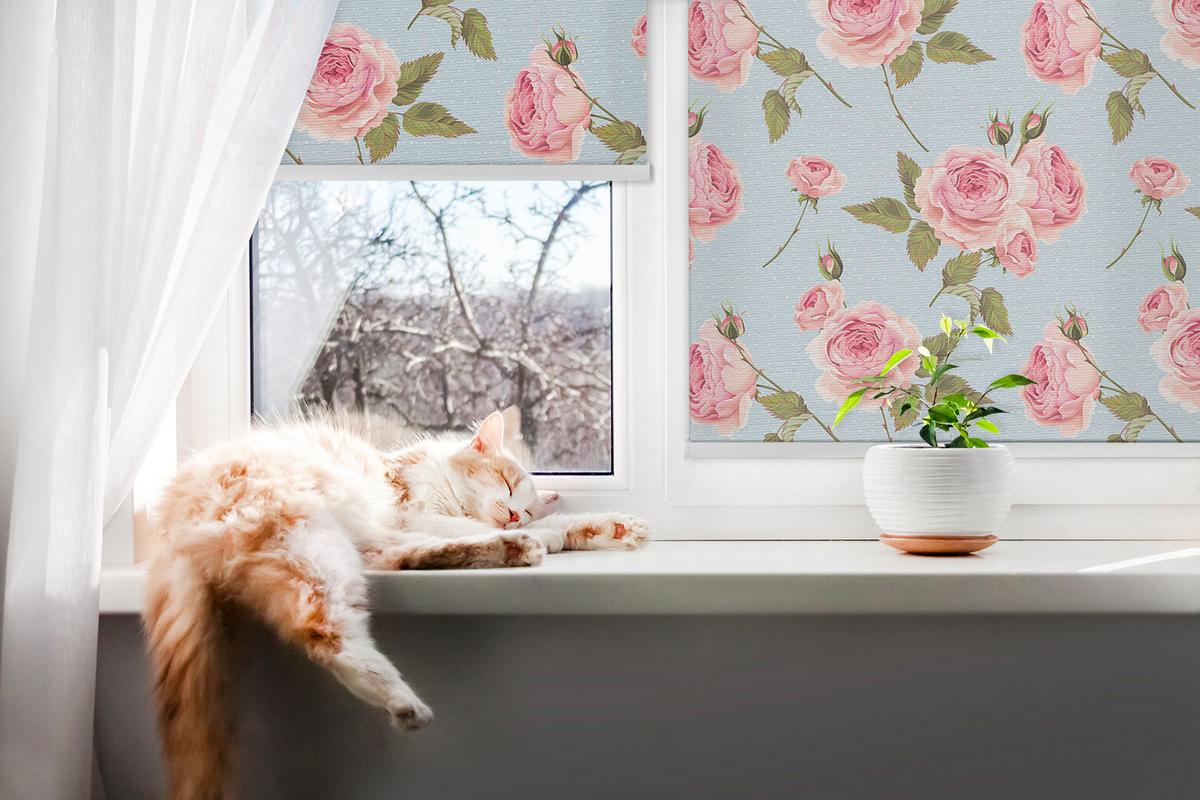 INNENROLLO - Fensterrollo - Rollo - 60x40 cm - Rosen - Pink, Kunststoff (60/140/0.5cm) - TULUP