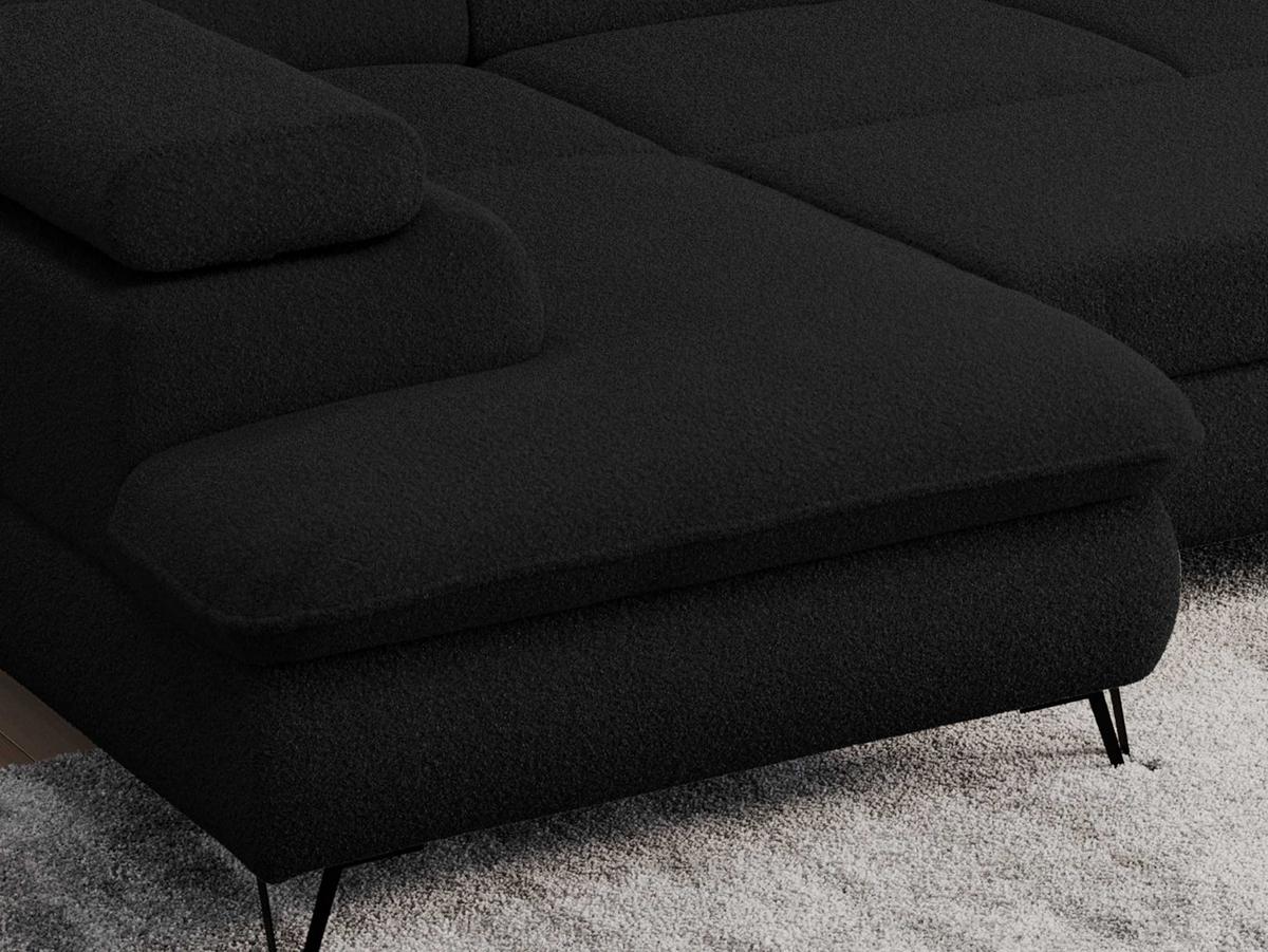 WOHNLANDSCHAFT PEDRO U Boucle Schwarz - Schwarz, Textil/Metall (346/76/208cm) - MKS