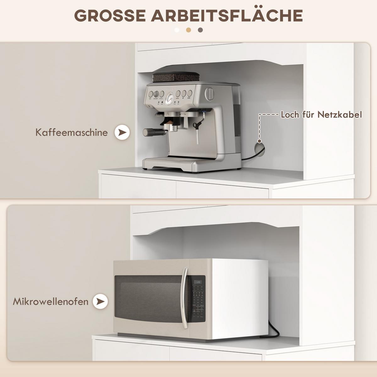 KÜCHENSCHRANK Hochschrank mit Mikrowellenregal, 2 Schränken für Wohnzimmer - Schwarz/Weiß, Holzwerkstoff/Kunststoff (40/172/74.5cm) - HOMCOM