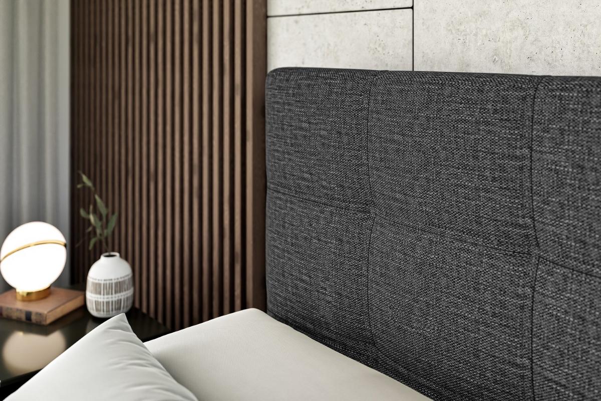BOXBETT mit Matratze H4 und Lattenrost - MARCE - 90x200 - Rechts - H4 - Dunkelgrau - Dunkelgrau, Holzwerkstoff (90/200cm) - ALTDECOR