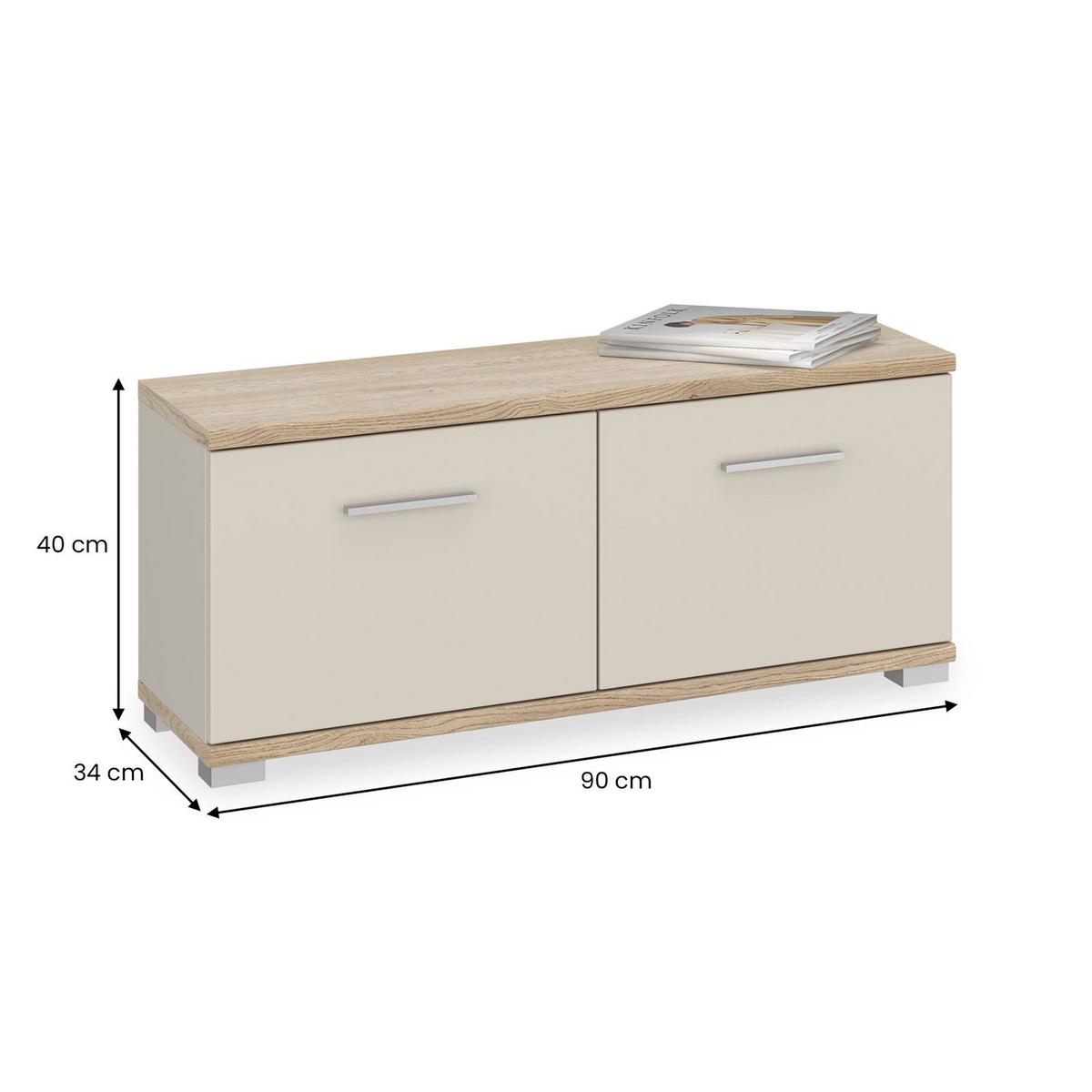 SITZBANK BILBAO Cremona Eiche/Kaschmir - Kaschmir/Sonoma Eiche, Holzwerkstoff (90/40/34cm) - IDIMEX