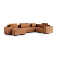 PANORAMASOFA Lorenzo 5 Sitzplätze Orange - Orange, Holz (378/85/236cm) - Petits-meubles