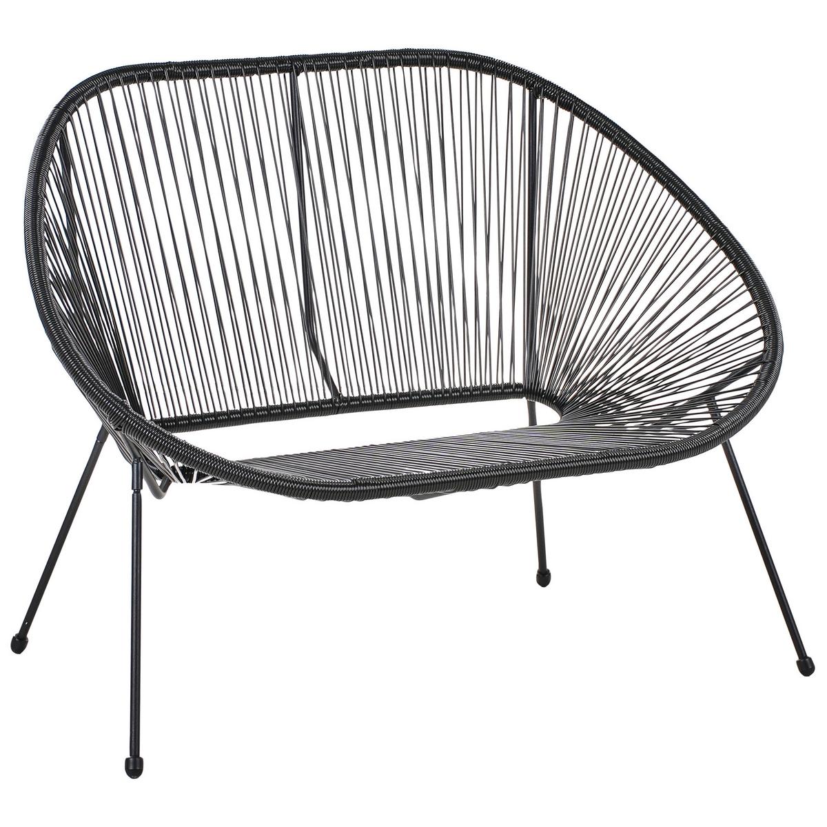 GARTENBANK Rattan schwarz 114 cm Acapulco - Schwarz, Kunststoff (114/88/78cm) - Beliani