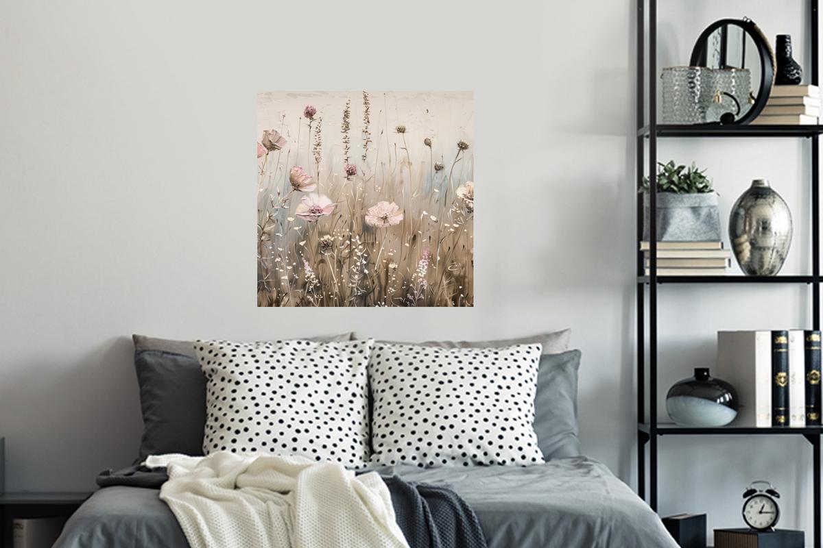 WANDTATTOO Blumen - Rosa - Modern - Beige Wanddeko 50x50 cm - Beige, Kunststoff (50/50/0.1cm) - MuchoWow