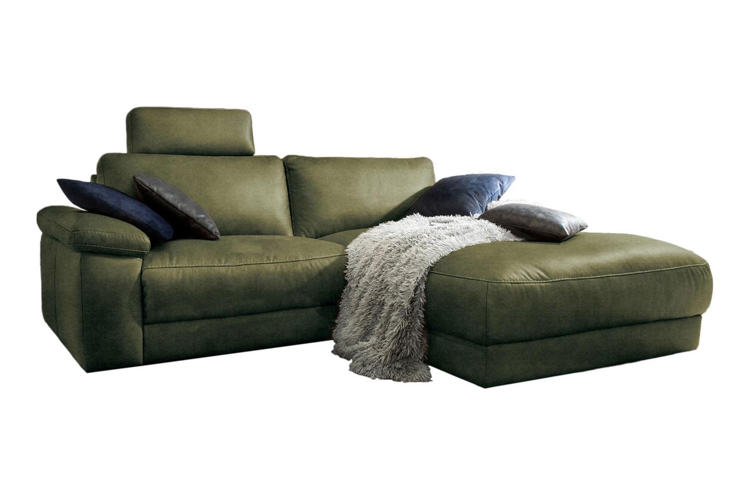 ECKSOFA MOTORISCHER RELAXFUNKTION LOLA Dunkelgrün Webstoff Relaxfunktion - Dunkelgrün/Schwarz, Textil (233/178cm) - KAWOLA