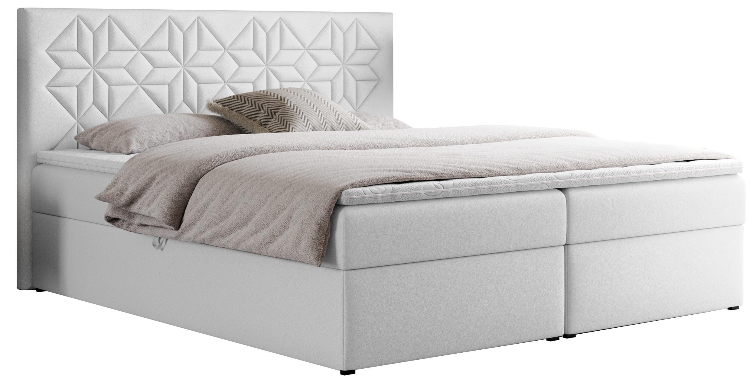 BOXBETT LEILA 120/200 Weiß Kunstleder - H4 - Weiß, Holz/Textil (120/200cm) - MKS
