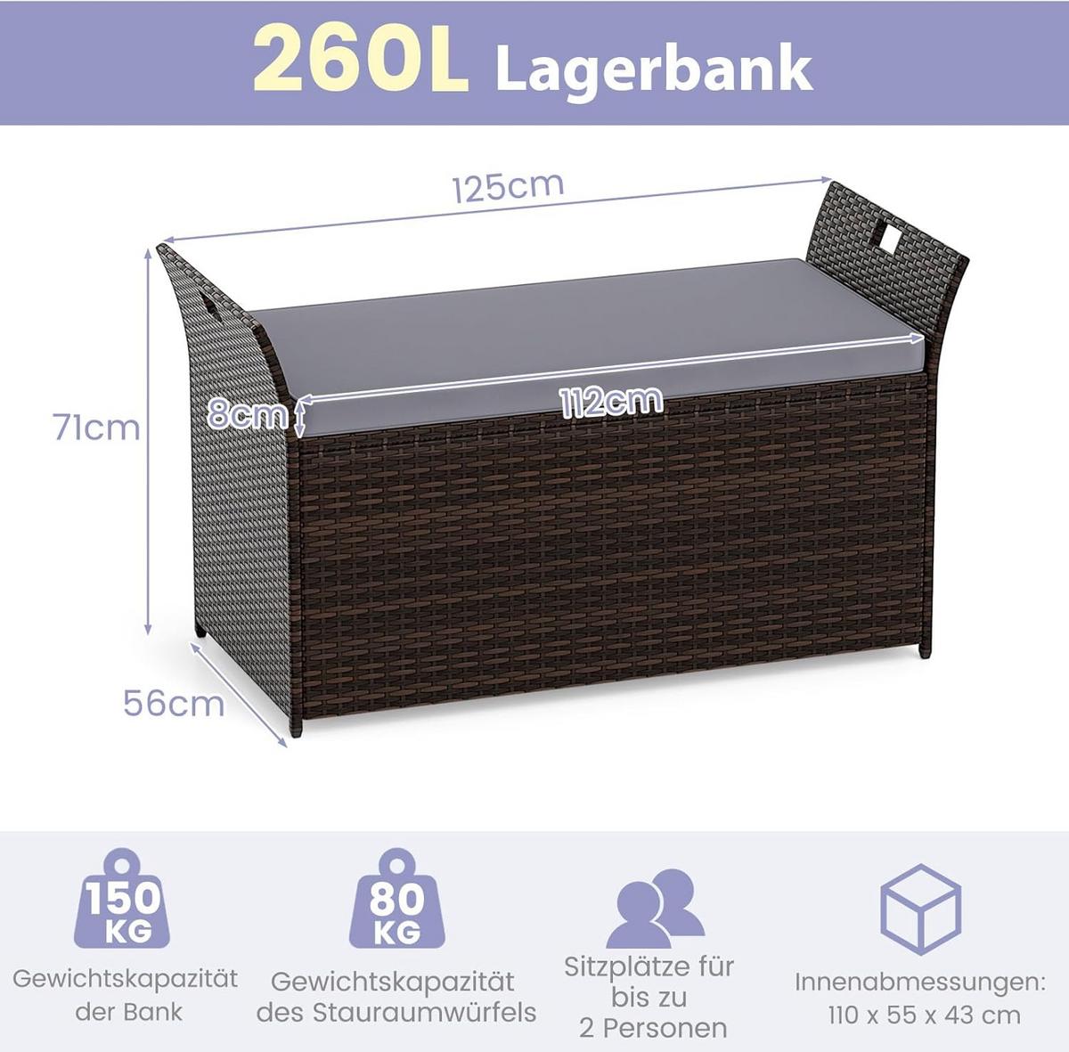 GARTENBOX Braun - Braun, Kunststoff (125/71/56cm) - COSTWAY