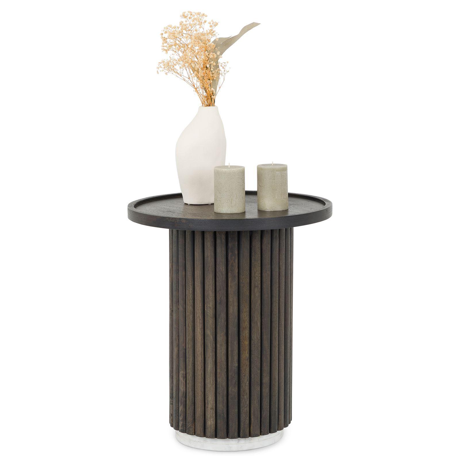 COUCHTISCH SARDA braun/weiß - Braun/Weiß, Holz/Naturmaterialen (46/46/53cm) - IDIMEX