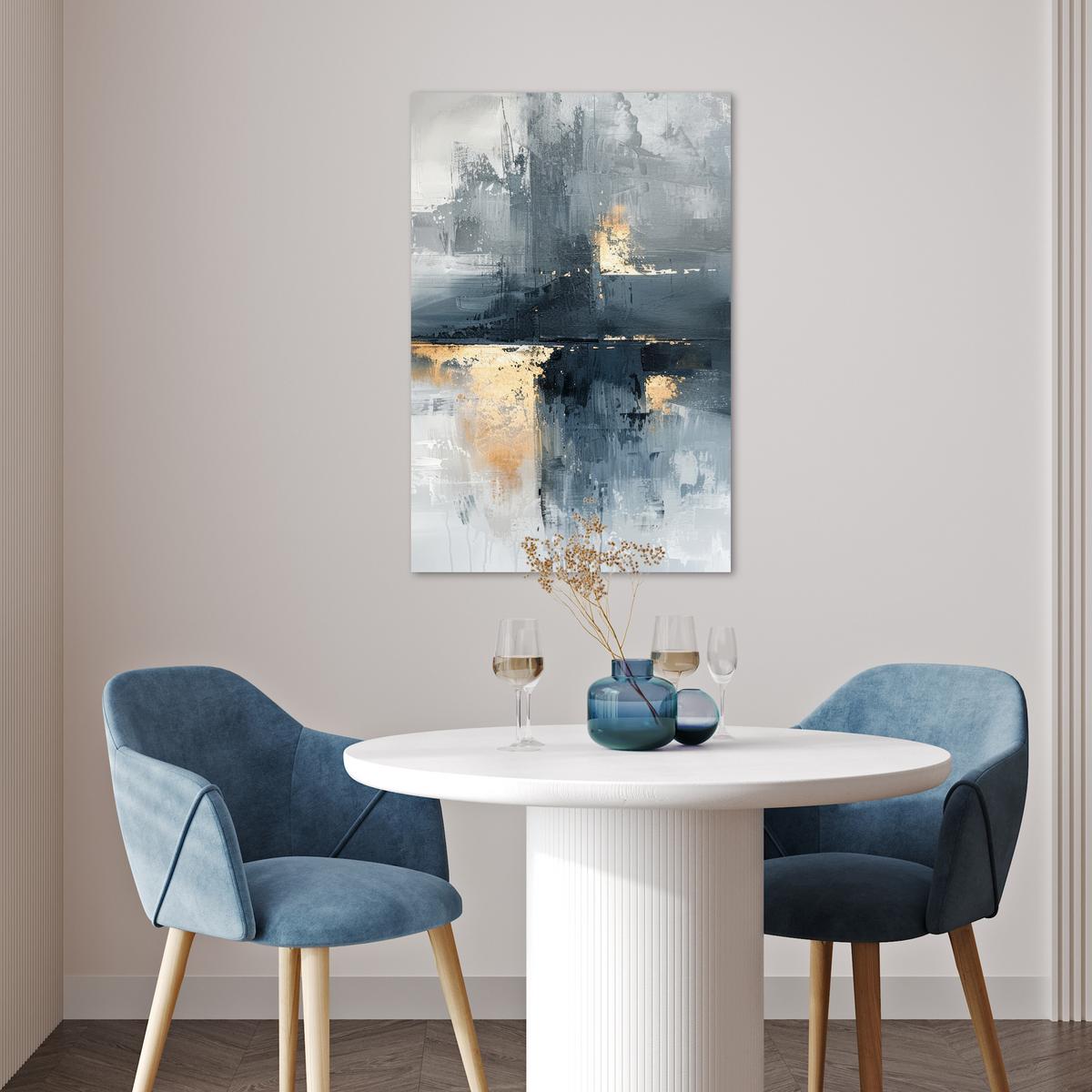 POSTER Kunst - Grau - Gold - Abstrakt Wanddeko 40x60 cm - Dunkelgrau, Papier (40/60/0.1cm) - MuchoWow
