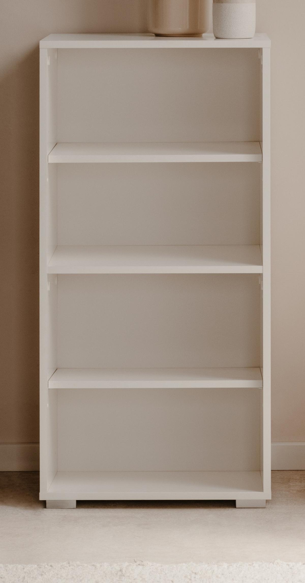 REGAL weiß 46 x 97 cm, Standregal mit 4 variablen Fächern - Silberfarben/Weiß, Holzwerkstoff/Kunststoff (46/96.5/33.5cm) - Furn.Design