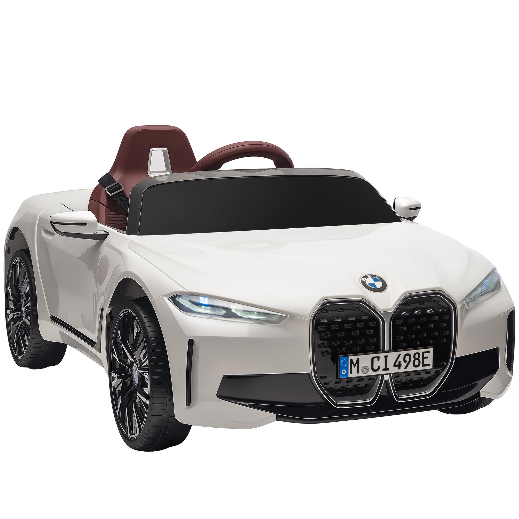 KINDER Elektroauto Elektrofahrzeuge mit Fernbedienung, MP3-Player, 3-5 km/h - Weiß, Metall (115/67/45cm) - HOMCOM