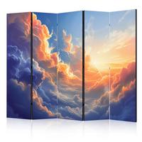 PARAVENT Einseitig Bedruckter 5-tlg 225x172 cm Sonnenaufgang Wolken - Blau, Holz/Textil (225/172/3cm) - Muralo
